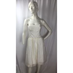Lilly Pulitzer Strapless Metallic Gold White Stripe Beautiful Dress Sz.12